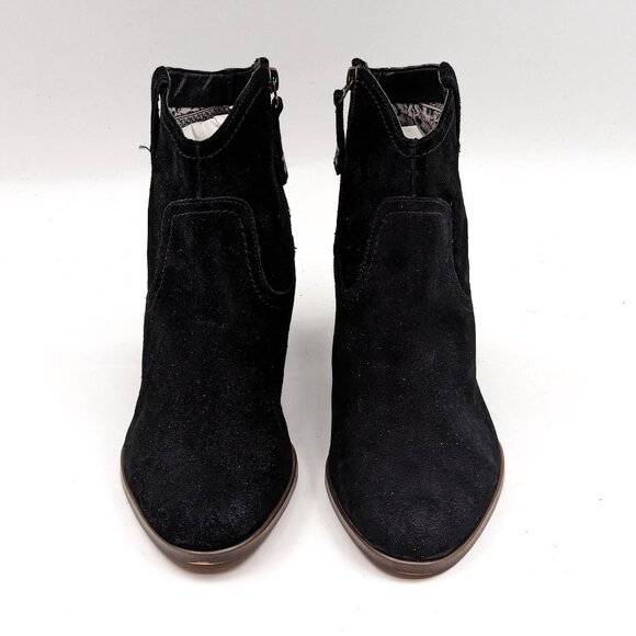 Zodiac Women Kela Western Cowboy Black Suede Ankle Boots size 10 - Picture 3 of 11